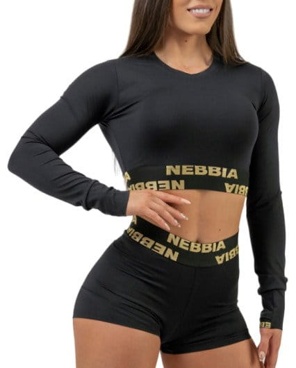 Långärmad T-shirt NEBBIA Women s Long Sleeve Crop Top INTENSE Perform Gold