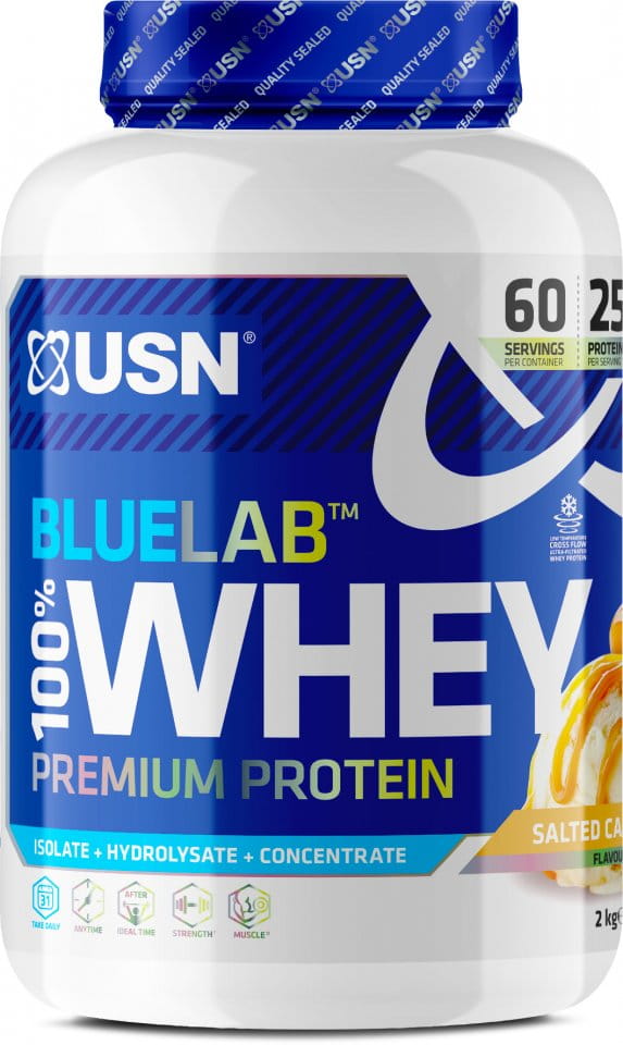 Vassleproteinpulver USN 100% Premium BlueLab 908g jordgubb
