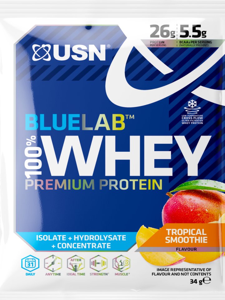 Vassleproteinpulver USN 100% Premium BlueLab-prov 34g