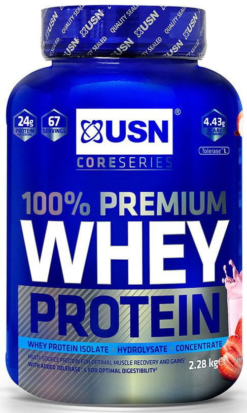 Proteinpulver USN 100% Whey Protein Premium jahoda se smetanou 2.28kg